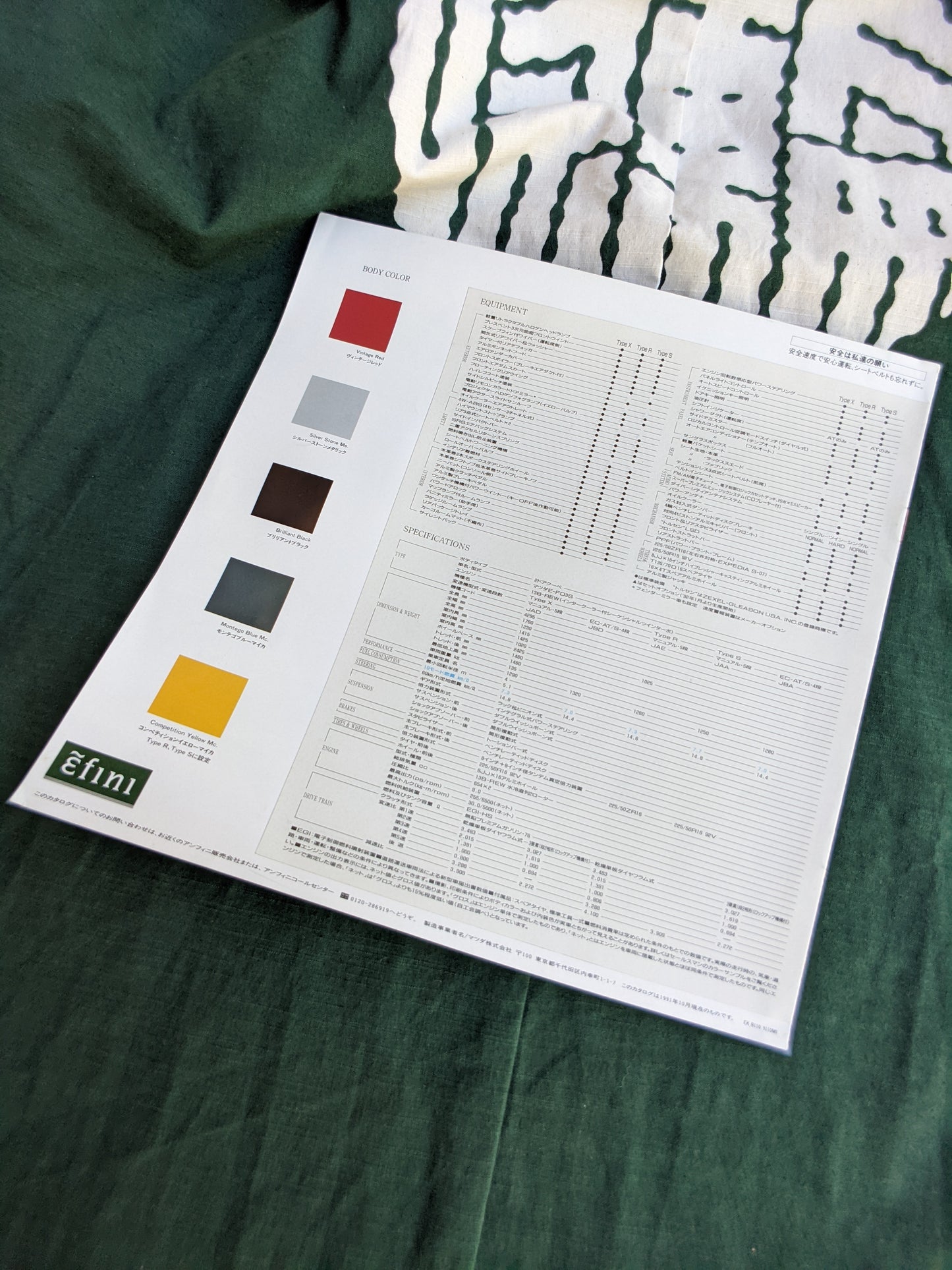 FD3S RX7 JDM ɛ̃fini(Mazda) Dealer book '91 ~ '93